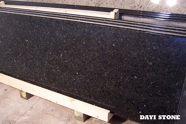 Black Granite Countertops-Prefab Black Galaxy Granite Worktop Polished